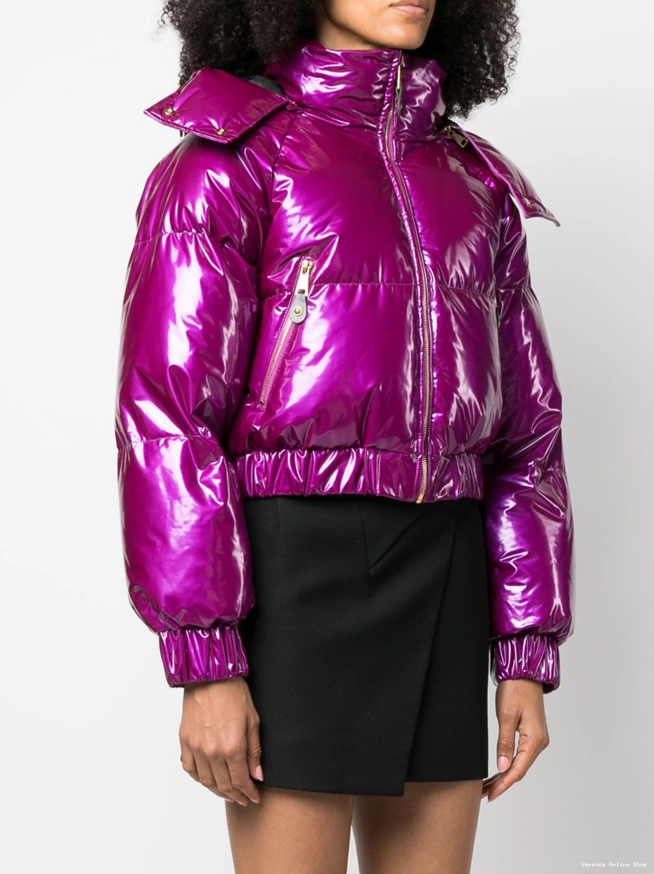 Affordable Couture Jeans hooded glossy-finish jacket puffer Versace Women 0406
